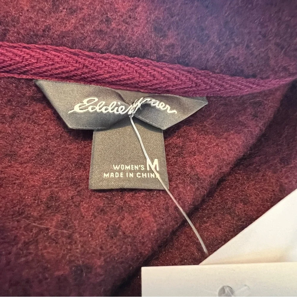 Eddie Bauer NWT Heather Maroon Full Zip Fleece Jacket Women’s Size Medium - Picture 3 of 7